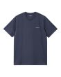  Camiseta de manga corta Carhartt WIP S/S Script Embroidery T-Shirt Air Force Blue-White para hombre