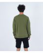 Hombre con Sudadera Hurley One and Only Seasonal Crew verde posterior