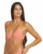 Mujer con Top de Bikini con tirantes Halter Volcom Simply Seamless X Sunset abertura delantera