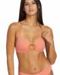 Mujer con Top de Bikini con tirantes Halter Volcom Simply Seamless X Sunset copas extraíbles