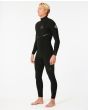 Hombre con traje de neopreno sin cremallera Rip Curl 5/3mm E-Bomb Negro lateral