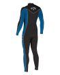 Traje de surf con cremallera en el pecho Billabong 4/3mm Absolute negro y azul para hombre posterior izquierda