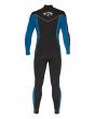 Traje de surf con cremallera en el pecho Billabong 4/3mm Absolute negro y azul para hombre espalda