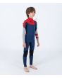 Niño con traje de neopreno con cremallera en el pecho Hurley Kid Advant 4/3mm azul marino y rojo lateral