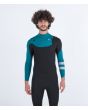 Hombre con traje de neopreno con cremallera en el pecho Hurley Advant 4/3mm Fullsuit Esmeralda frontal 