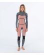 Mujer con traje de surf con cremallera en el pecho Hurley Plus 4/3mm negro grafito interior