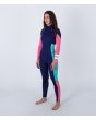 Mujer con Traje de Neopreno con cremallera en el pecho Hurley Woman Advant 4/3mm azul y rosa izquierda