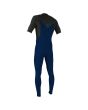 Traje de surf con manga corta y cremallera en el pecho O'Neill Hyperfreak 2mm Azul Marino y Gris para hombre posterior