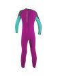Traje de surf con cremallera en la espalda O'Neill Toddler Reactor II 2mm Fucsia, Aguamarina y Grafito para niñas de 1 a 6 años posterior