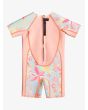 Traje de Surf de Primavera con Manga Corta y Cremallera en la Espalda Roxy 1.5mm Swell Series Rosa Floral para niña y bebé posterior