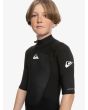 Niño con neopreno corto con cremallera en la espalda Quiksilver Boy Prologue 2/2mm Springsuit Negro costuras planas
