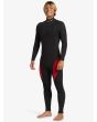 Hombre con Traje de Surf GBS con Cremallera en el Pecho Quiksilver 4/3mm Mercury Negro-Rojo lateral