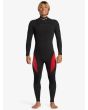Hombre con Traje de Surf GBS con Cremallera en el Pecho Quiksilver 4/3mm Mercury Negro-Rojo