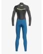 Traje de neopreno con cremallera en el pecho Quiksilver Syncro Boy 3/2mm azul, gris y lima para niño 8-16 años posterior