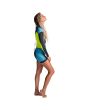 Mujer con traje de surf corto con manga larga y cremallera en la espalda Rip Curl Women Dawn Patrol Spring 2/2mm Azul lateral