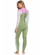 Mujer con Traje de Surf con Cremallera en la Espalda Roxy 4/3mm Rise Verde y Gris posterior