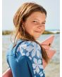 Niña con Traje de Surf con Cremallera en el Pecho Roxy Girl Swell Series 5/4/3mm Azul y Blanco Floral lifestyle costuras GBS