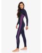 Mujer con traje de surf con cremallera en el pecho Roxy Performance 4/3mm Azul Marino y Morado lateral