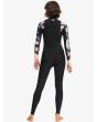 Mujer con neopreno con cremallera en el pecho Roxy Swell Series 4/3mm negro floral espalda
