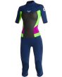 Traje de surf de neopreno con manga corta y cremallera en la espalda Roxy Syncro 3/2 mm azul marino para mujer