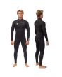 Hombre con traje de surf Vissla 7 Seas Comp 4/3mm Full Chest Zip Negro