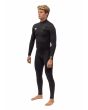 Hombre con traje de surf con cremallera en el pecho Vissla Seven Seas Comp 3/2mm Negro lateral