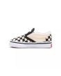 Zapatillas Vans Slip-On para bebé de 1 a 4 años blancas y negras con estampado Checkerboard izquierda