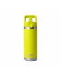 Botella de agua YETI con pajita integrada Yeti Rambler 18oz Straw Cap Firefly Yellow abierta