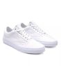 Zapatillas de skateboard Vans Old Skool blancas con suela y banda lateral blanca frontal 