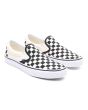 Zapatillas de lona Vans Classic Slip blancas con estampado checkerboard negro y blanco Unisex frontal