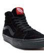 Zapatillas Vans de caña alta SK8-Hi de cuero en color negro con banda lateral sidestripe negra cordones