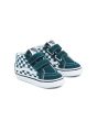 Zapatillas para bebé Vans SK8 Mid Reissue V Color Theory Checkerboard azul turquesa con velcro frontal