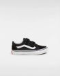 Zapatillas Vans Uy Old Skool negras con banda sidestripe blanca y cierre de velcro para niños 4 a 8 años