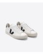 Zapatillas ecológicas Veja Campo Chromefree blancas con detalles en negro Unisex frontal 