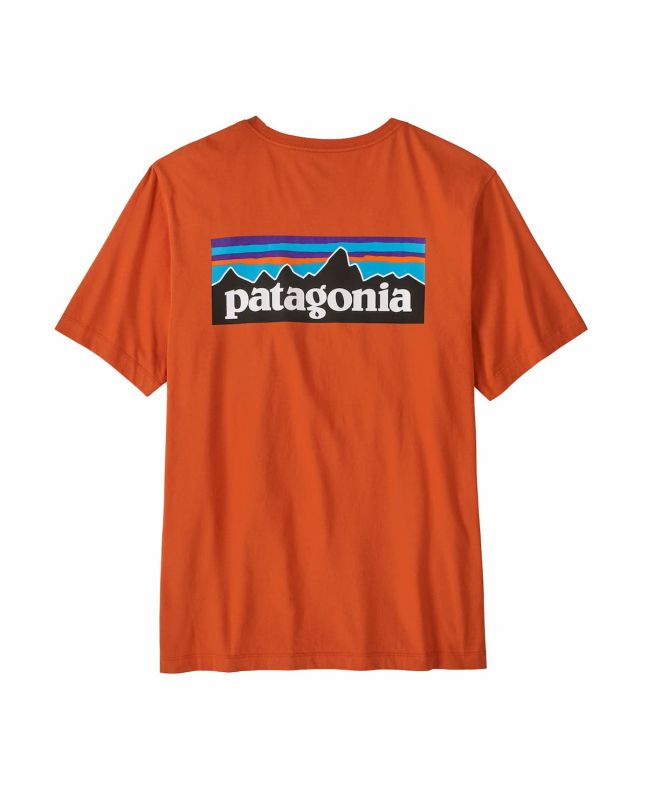 Camiseta Patagonia P-6 Logo Coal Orange para hombre
