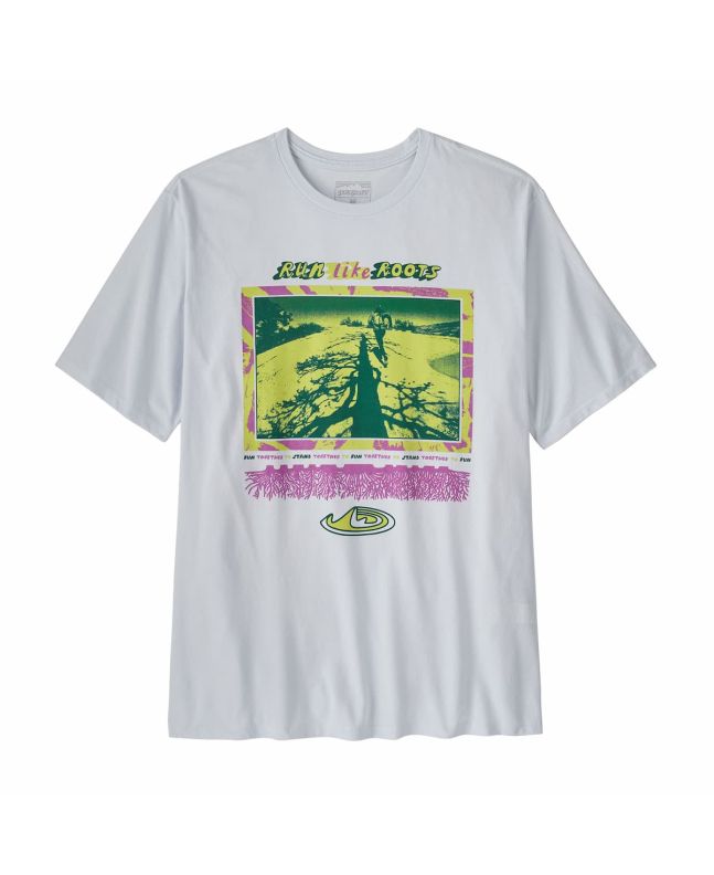 Camiseta Patagonia Run Like Roots Responsibili-Tee Blanca para hombre