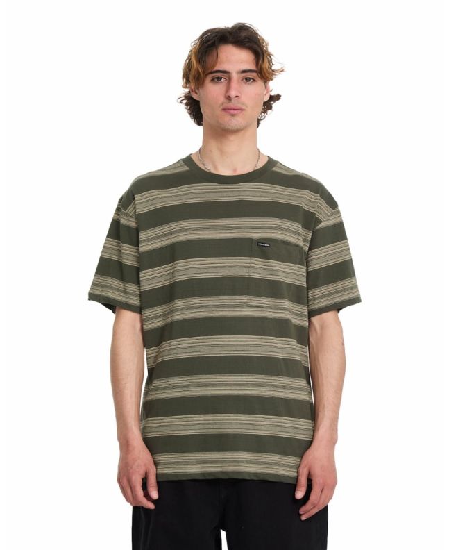 Hombre con camiseta de manga corta Volcom Twilight Verde a rayas