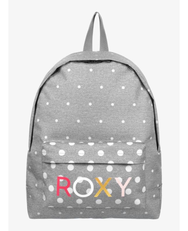 Mochila pequeña Roxy Sugar Baby 16 litros en color gris con lunares blancos