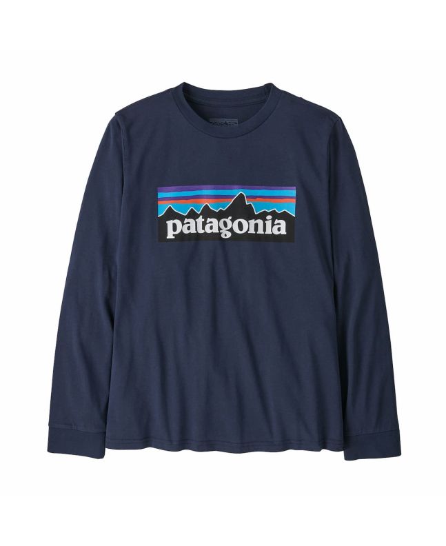Camiseta de manga larga Patagonia Kids LS P-6 Logo azul marino para niño/a 6-16 años