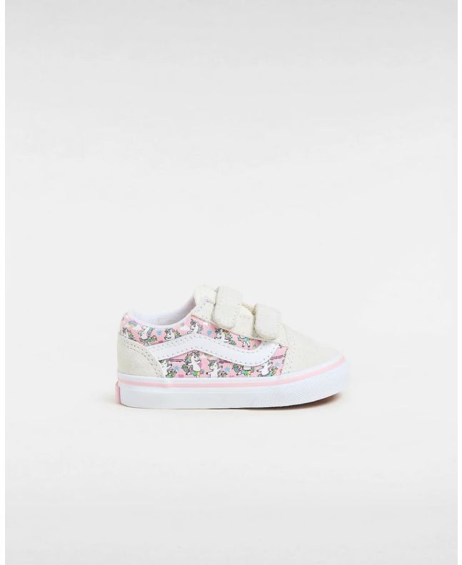 Zapatillas Vans con cierre de velcro Old Skool V Ballet Skaticorn Blanco-Rosa para bebé 1-4 años