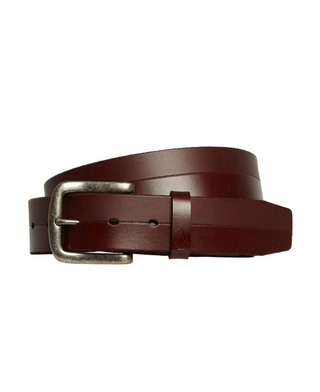 Cinturón de cuero Volcom Bistone marrón para Hombre enrollado