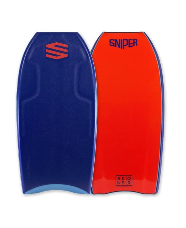 Tabla de Bodyboard Sniper Sensor XPE Uranga Series 41,5" en color azul y rojo