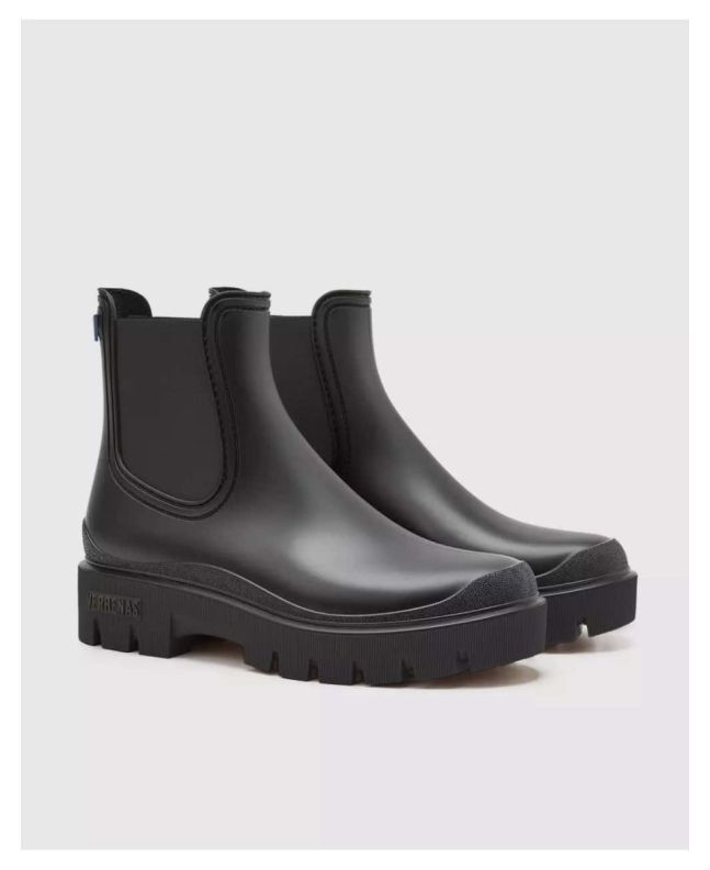 Botines de lluvia Verbenas Mae Mate Negros para mujer