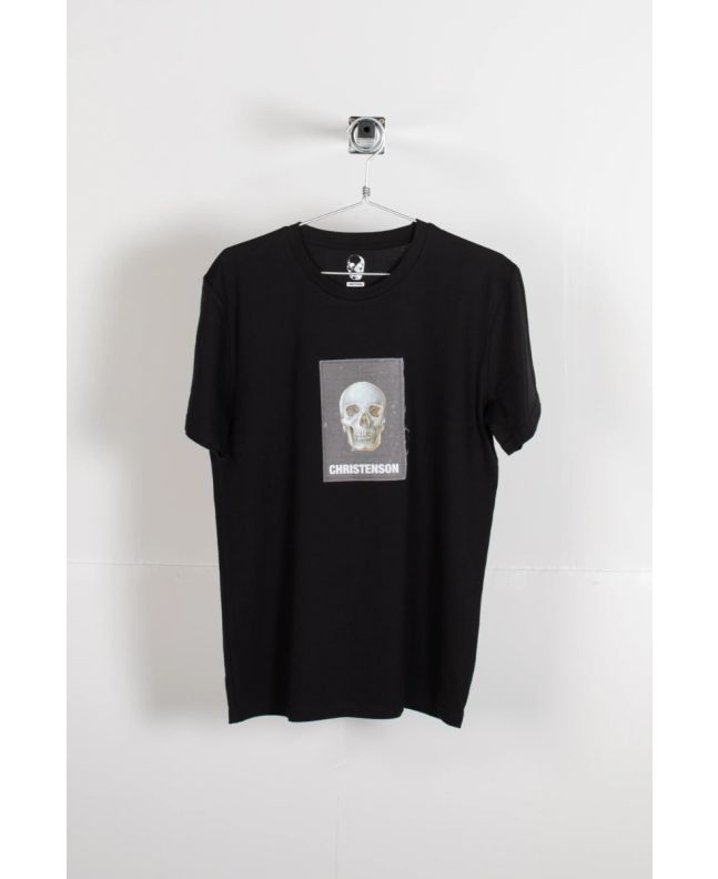 Camiseta de manga corta Christenson Cigar Box Skull negra para hombre