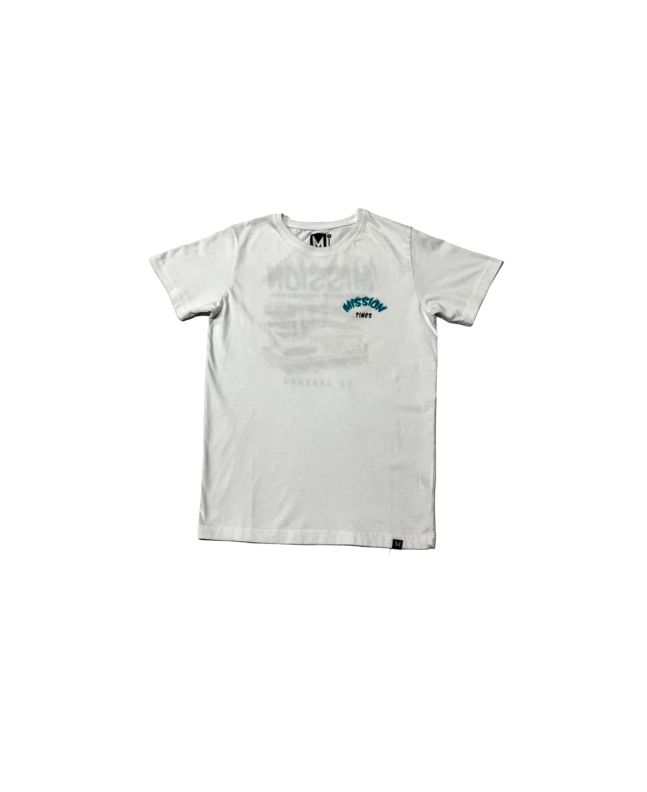 Camiseta de manga corta Mission Youth Basic Logo La Lanzada Blanca para niños de 8-16 años
