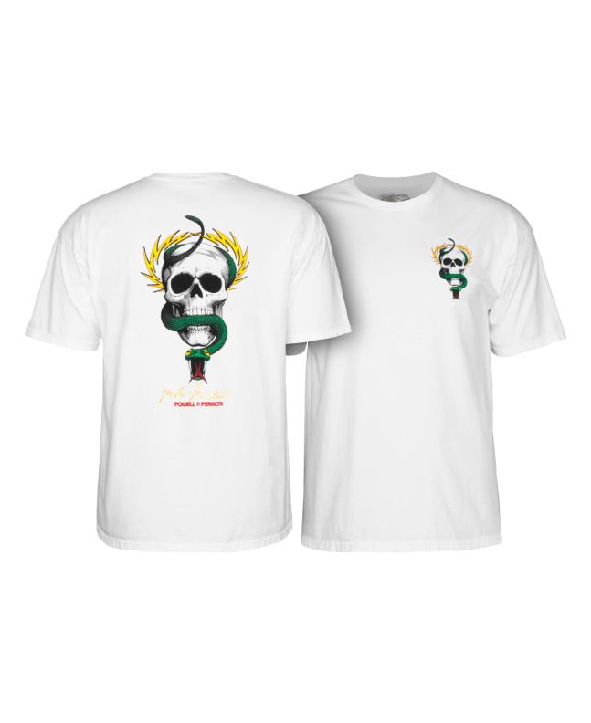 Camiseta de manga corta Powell Peralta Mike McGill Skull and Snake Blanca para hombre