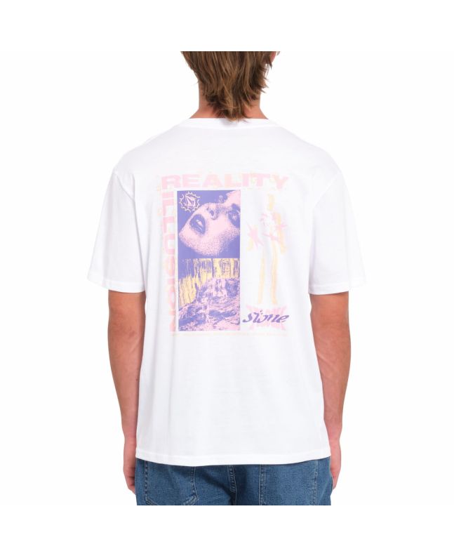 Hombre con camiseta orgánica de manga corta Volcom Realusion Blanca
