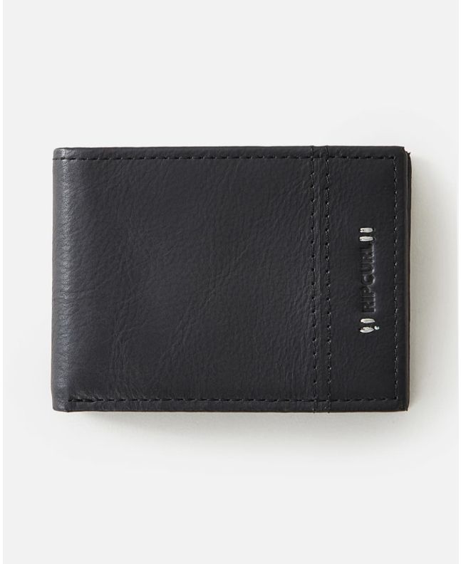 Cartera fina de piel con triple hoja Rip CUrl Stacked RFID Slim Negra para hombre