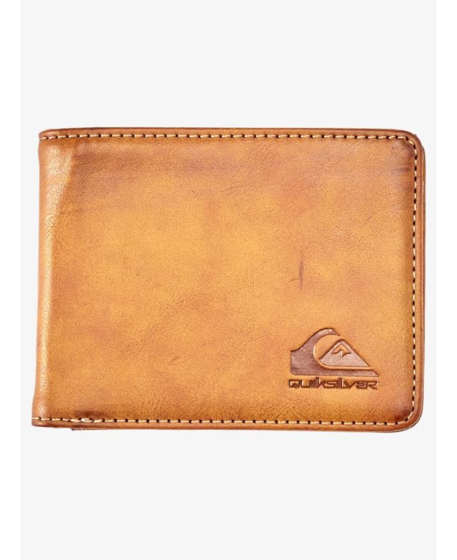 Cartera de cuero sintético con doble hoja Quiksilver Slim Rays marrón para hombre