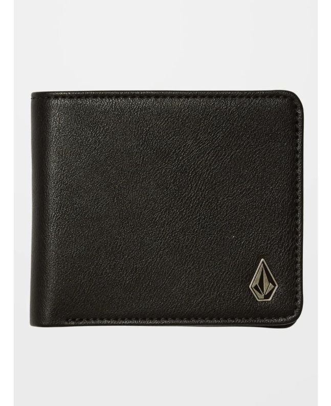 Cartera de cuero sintético Volcom Slim Stone S negra para hombre